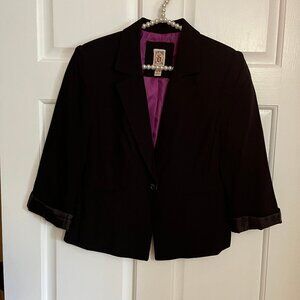 Decree Black Single Button 3/4 Sleeve Crop Blazer Size Juniors Medium